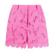 Self Portrait Elegant Rosa Bomullsspets Shorts Pink, Dam