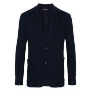 Giorgio Armani Elegant Blå Silke Bomull Blazer Blue, Herr