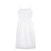 Tommy Hilfiger Vit Linne Midi Slip Klänning White, Dam