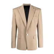 Balmain Beige Ull Blazer Beige, Herr