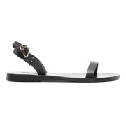 Ancient Greek Sandals Svarta Platta Lädersandaler Black, Dam