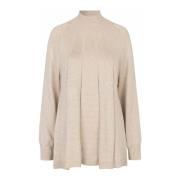 Masai Beige Mel Stickad Topp Feminin Stil Beige, Dam