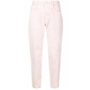 Stella McCartney Rosa Faded Cropped Denim Jeans Pink, Dam