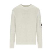 C.p. Company Vit Melange Crewneck Tröja med Vanisé White, Herr