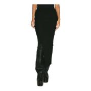 Rick Owens Rib Maxi Kjol med Bakre Slits Black, Dam