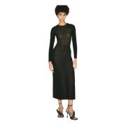 Jean Paul Gaultier Morphing Pinstripe Midi Klänning Black, Dam