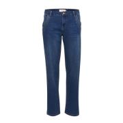 Cream Straight-leg Indigo Blue Denim Jeans Blue, Dam