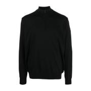 Paul & Shark Svart Ull Zip Pullover Tröja Black, Herr