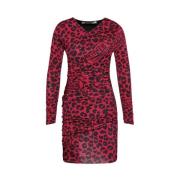 Love Moschino Elegant röd leopardmönstrad klänning Red, Dam