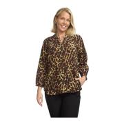 2-Biz Elegant Blus i mjukt material Brown, Dam