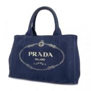 Prada Vintage Pre-owned Canvas handvskor Blue, Dam