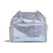 Stella McCartney Laminerad Shaggy Deer Axelväska Blue, Dam