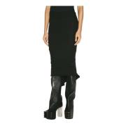 Rick Owens Peplum Stickad Midi Kjol Black, Dam