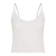 Deha Vit Stickad Tanktop med Tunna Band White, Dam