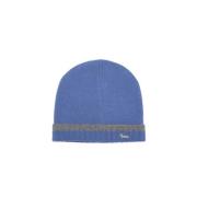 Harmont & Blaine Kontrastribbad Beanie med Broderad Tax Blue, Herr