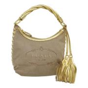 Prada Vintage Pre-owned Canvas handvskor Beige, Dam