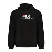 Fila Svart huvtröja med broderad logotyp Black, Herr