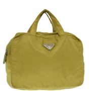 Prada Vintage Pre-owned Nylon handvskor Yellow, Dam