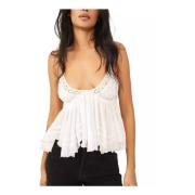 Free People Boho Spets Kant Camisole Topp White, Dam