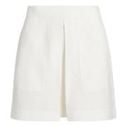 Polo Ralph Lauren Elegant Vit Linne Mini Kjol White, Dam