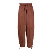 Ganni Brun Hamp Casual Byxor Brown, Dam