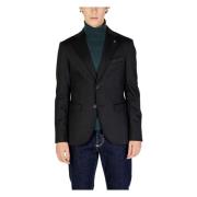 Gianni Lupo Svart Reversblazer Höst/Vinter Knappar Black, Herr