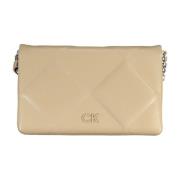 Calvin Klein Beige Axelväska med Clip Stängning Beige, Dam