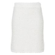 Joseph Vit Stickad Texturerad Casual Kjol White, Dam