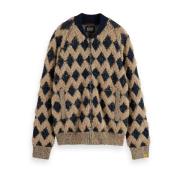 Scotch & Soda Texturerad Jacquard Bomberjacka Brown, Herr