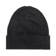 Absolut Cashmere Räfflad Cashmere Beanie Mössa Black, Dam