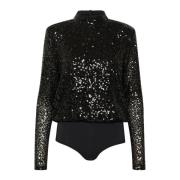 My Essential Wardrobe Pailjettbody med blus-överdel Black, Dam