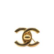 Chanel Vintage Pre-owned Metall broscher Yellow, Dam