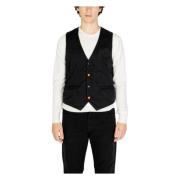 Gianni Lupo Svart V-ringad Button-Up Gilet Black, Herr