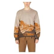 Gianni Lupo Beige Tryckt Stickat Plagg, Höst/Vinter Stil Multicolor, H...