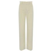 Max Mara Weekend Sammet Ribbade Byxor med Fickor Beige, Dam