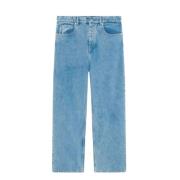 Drole de Monsieur Baggy Jeans med Nit och Läder Patch Blue, Herr