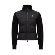 Moncler Vadderad dragkedja ull cardigan jacka Black, Dam