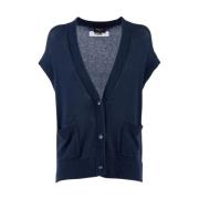 Nenette Kashmir Cardigan med knappstängning Blue, Dam