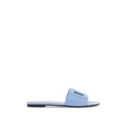 Dolce & Gabbana Quiltade Läder Slides med Cut-Out Logo Blue, Dam