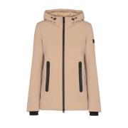 Peuterey Beige Vadderad Jacka med Huva Beige, Dam