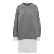 Stella McCartney Lager Merino Poplin Tröja Knappmanschett Gray, Dam