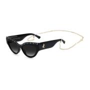 Jimmy Choo Svarta Acetatsolglasögon med Gråa Linser Black, Dam