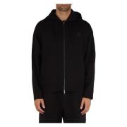 Armani Exchange Bomull Zip Hoodie med Front Logo Patch Black, Herr