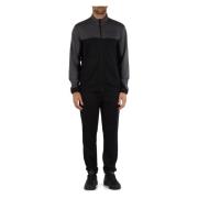 Emporio Armani EA7 Sportig Sweatshirt och Byxor Set med Dragkedja Blac...