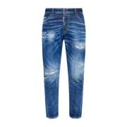 Dsquared2 Blå Denim Jeans med Whiskering Effekt Blue, Herr