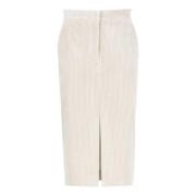 Antonelli Firenze Beige Corduroy Kjol med Fickor Beige, Dam