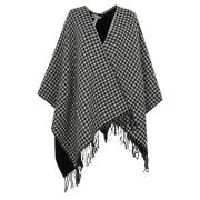 Blugirl Svart ullblandad poncho med fransar Black, Dam