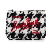 MC2 Saint Barth Sammet Ullblandning Houndstooth Clutch Väska Black, Da...