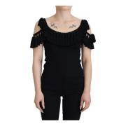 Dolce & Gabbana Räfflad tanktop med tofs - Svart Black, Dam