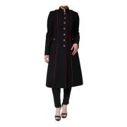 Dolce & Gabbana Svart Ull Silk Trench Coat Jacka Black, Dam